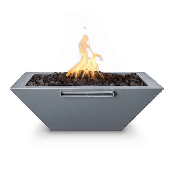 The Outdoor Plus 30 Square Maya Fire & Water Bowl - Powder Coated Metal - Gray - Match Lit - Liquid Propane OPT-30SQPCFW-GRY-LP - main